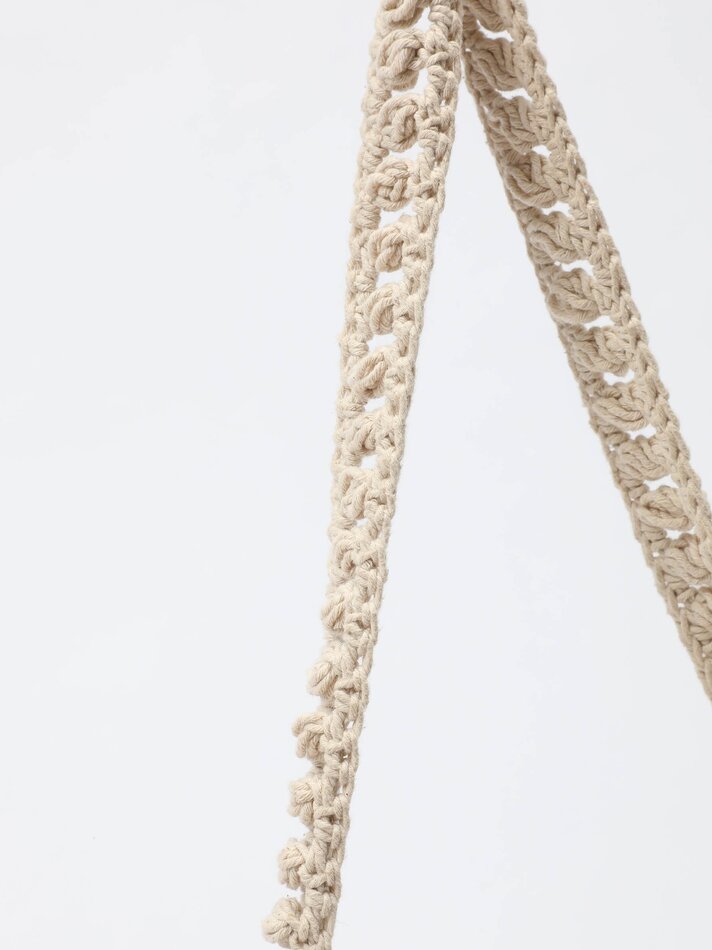 Bolsa redonda de crochê - Branco-creme