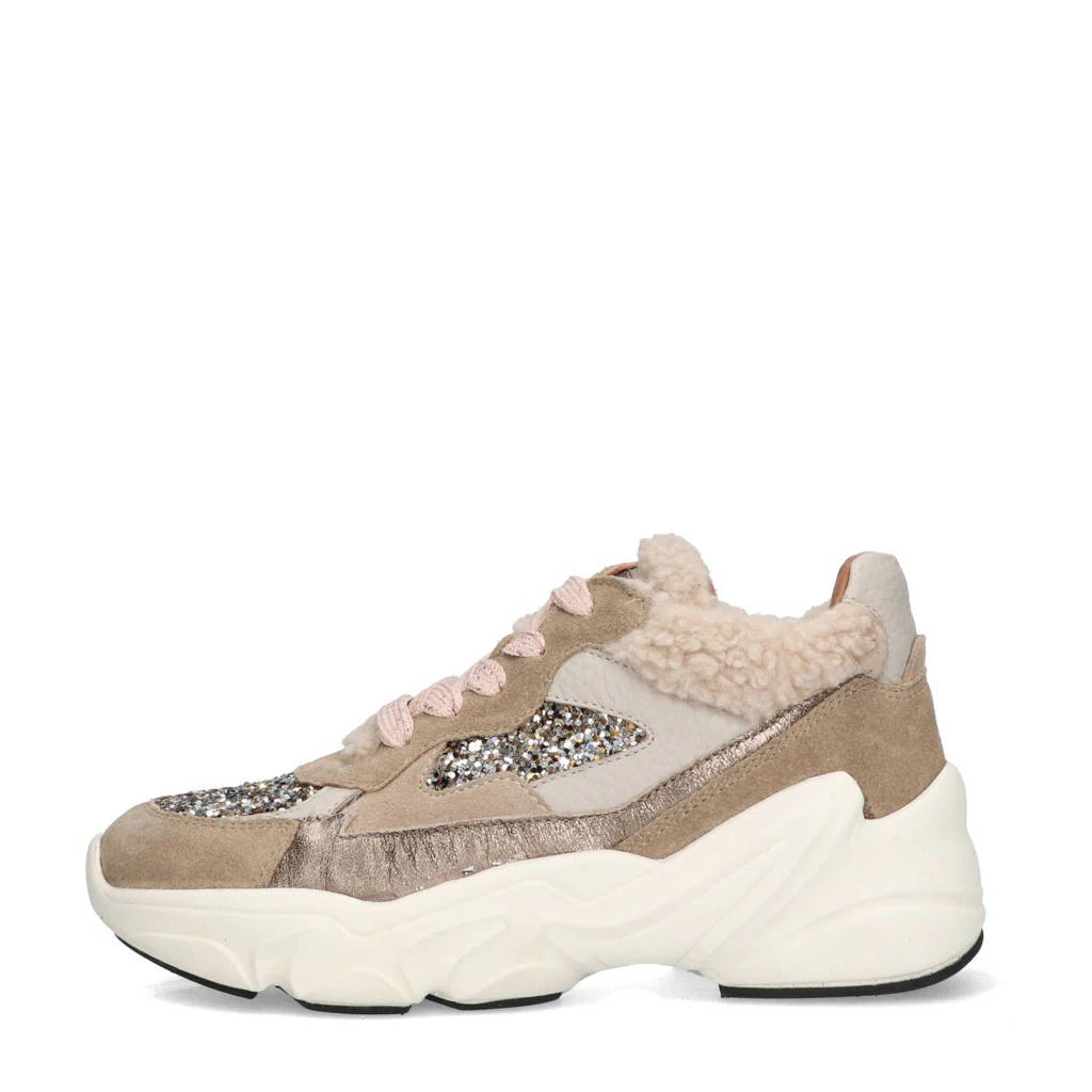 Braqeez Fenna Foamchunky suède sneakers taupe