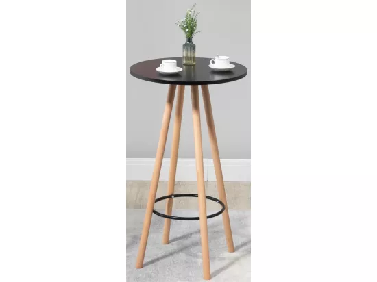 Table haute - rond Ø 60 cm - Bois - Nature / Noir - Livia