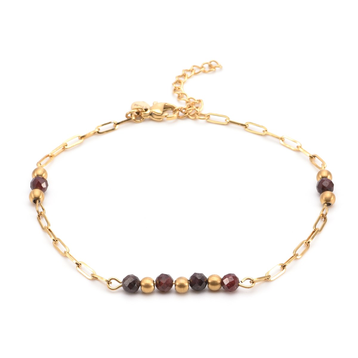 Sixty Stones - 60 - Chaîne De Cheville Chaine Doré Et Onyx Rouge - 25 X 0,4 Cm-