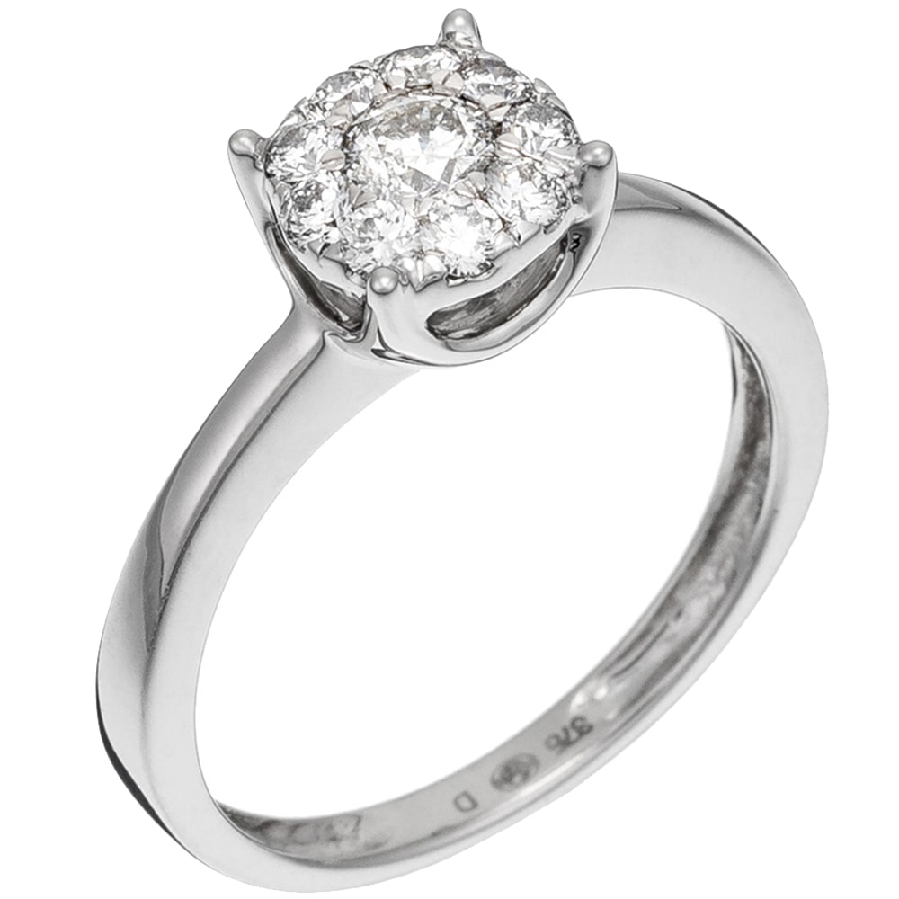Bague Brillant Lucia - Or blanc 375/1000 & diamants