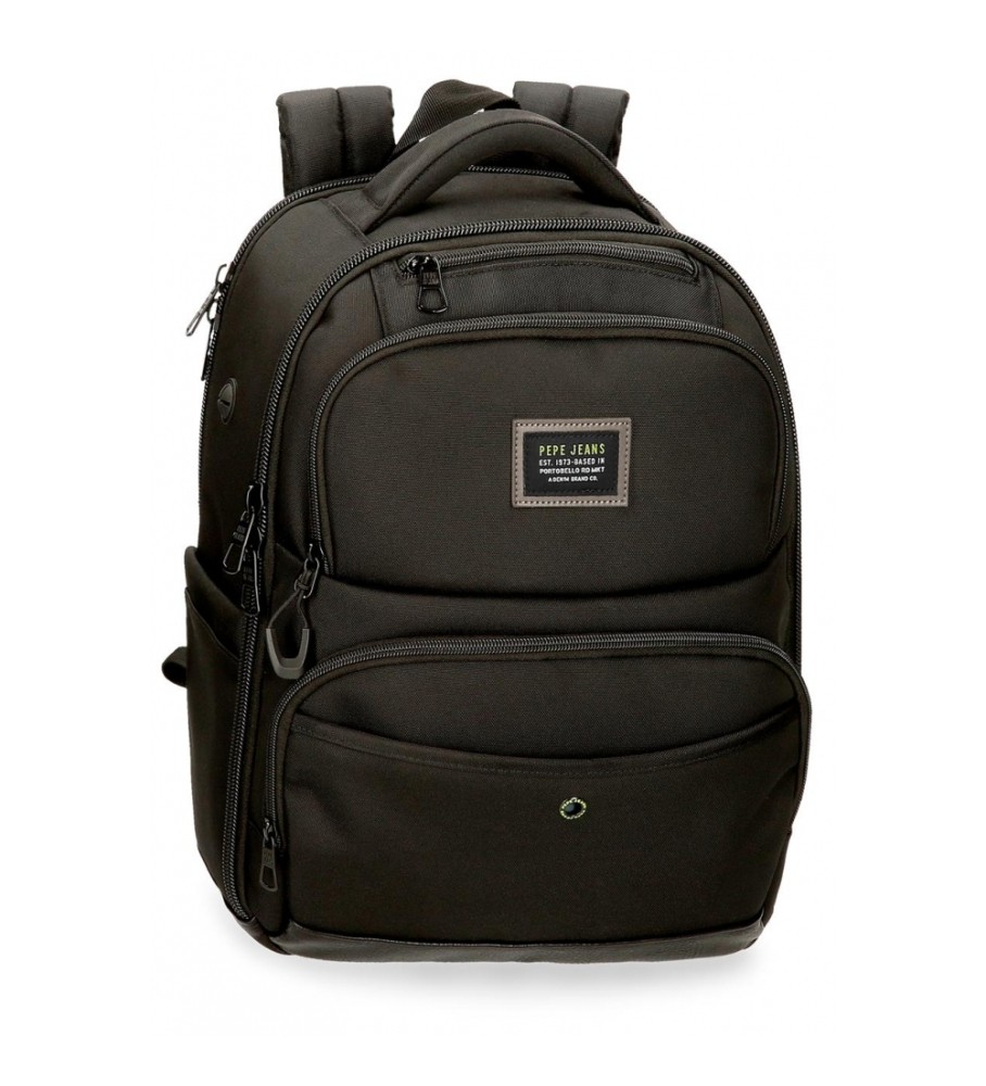 Pepe Jeans Mochila porta ordenador Leighton dos compartimentos 42 cm negro