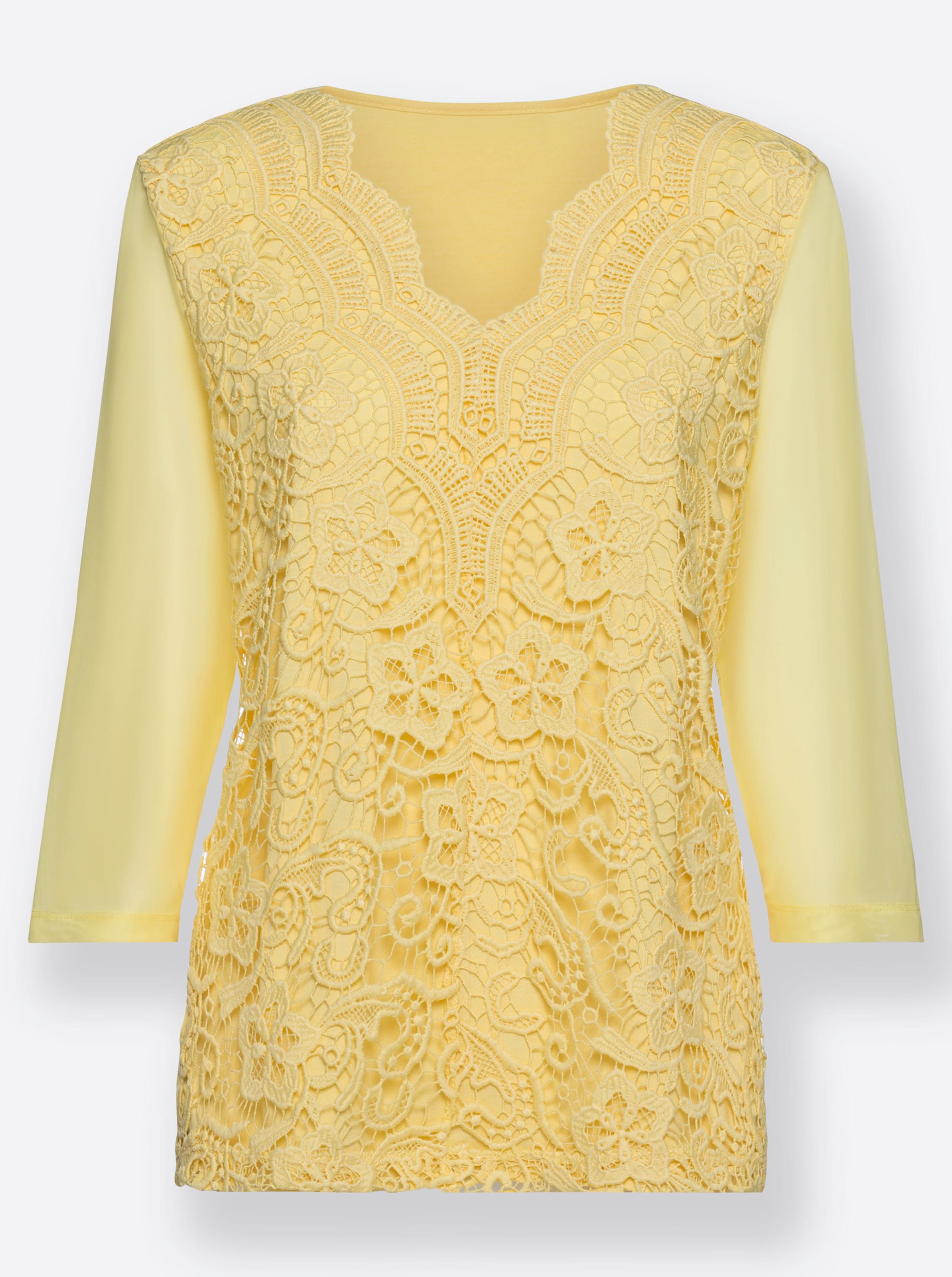 Spitzenshirt in zitrone