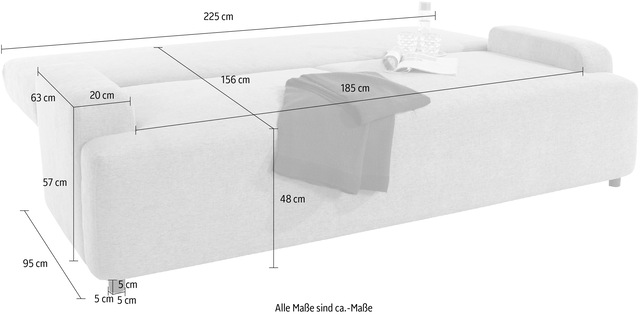 Home affaire Schlafsofa »Halbschlaf« mit Bettfunktion und Bettkasten