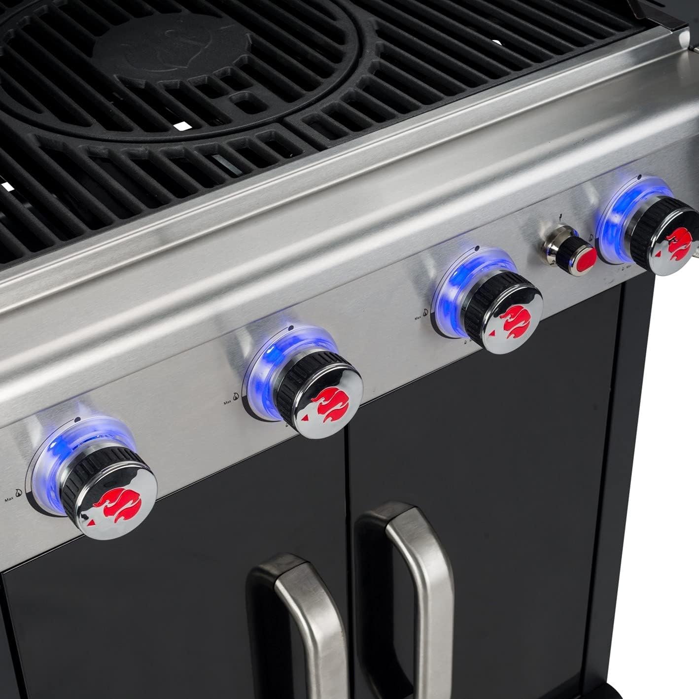 Landmann Gasgrill Triton 4.1 maxX - Kickstarter-Paket mit Grillplatte + Wetterschutzhaube | Premium Gasgrill mit doppelwandigem Deckel inkl. Thermometer | Landmann PTS-System [Schwarz]