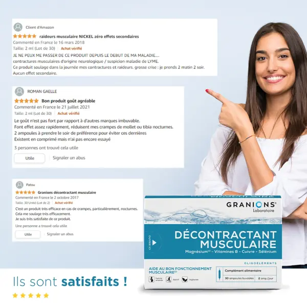 Granions Relaxante Muscular - Alivia Dores Musculares - Pacote com 2 x 30 ampolas