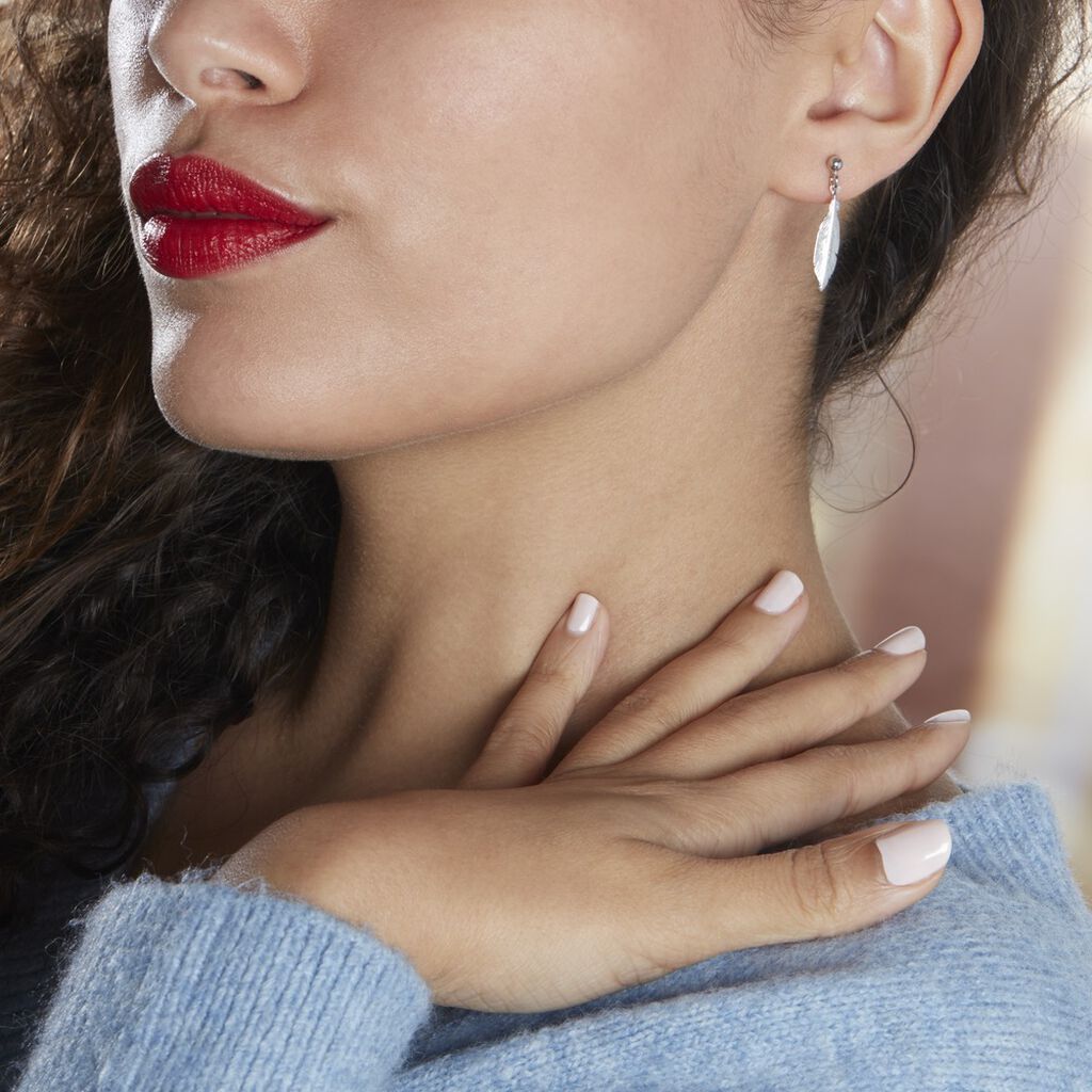 Boucles D'oreilles Pendantes Euriell Argent Blanc