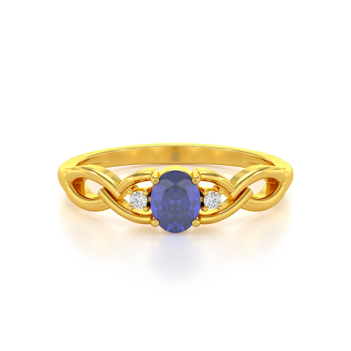 Bague ADEN Or 585 Jaune Tanzanite et diamants 2.2grs
