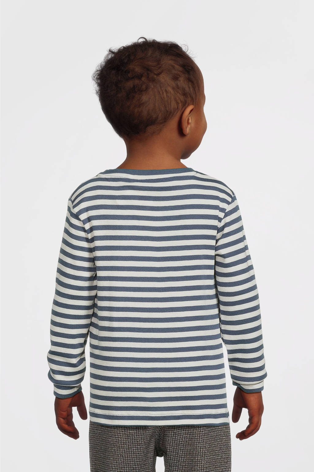 NAME IT gestreepte longsleeve NMMVILLY grijsblauw/wit