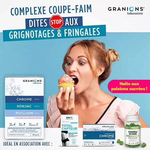 Granions Supressor de Apetite Konjac Psyllium Chrome Caixa com 60 cápsulas