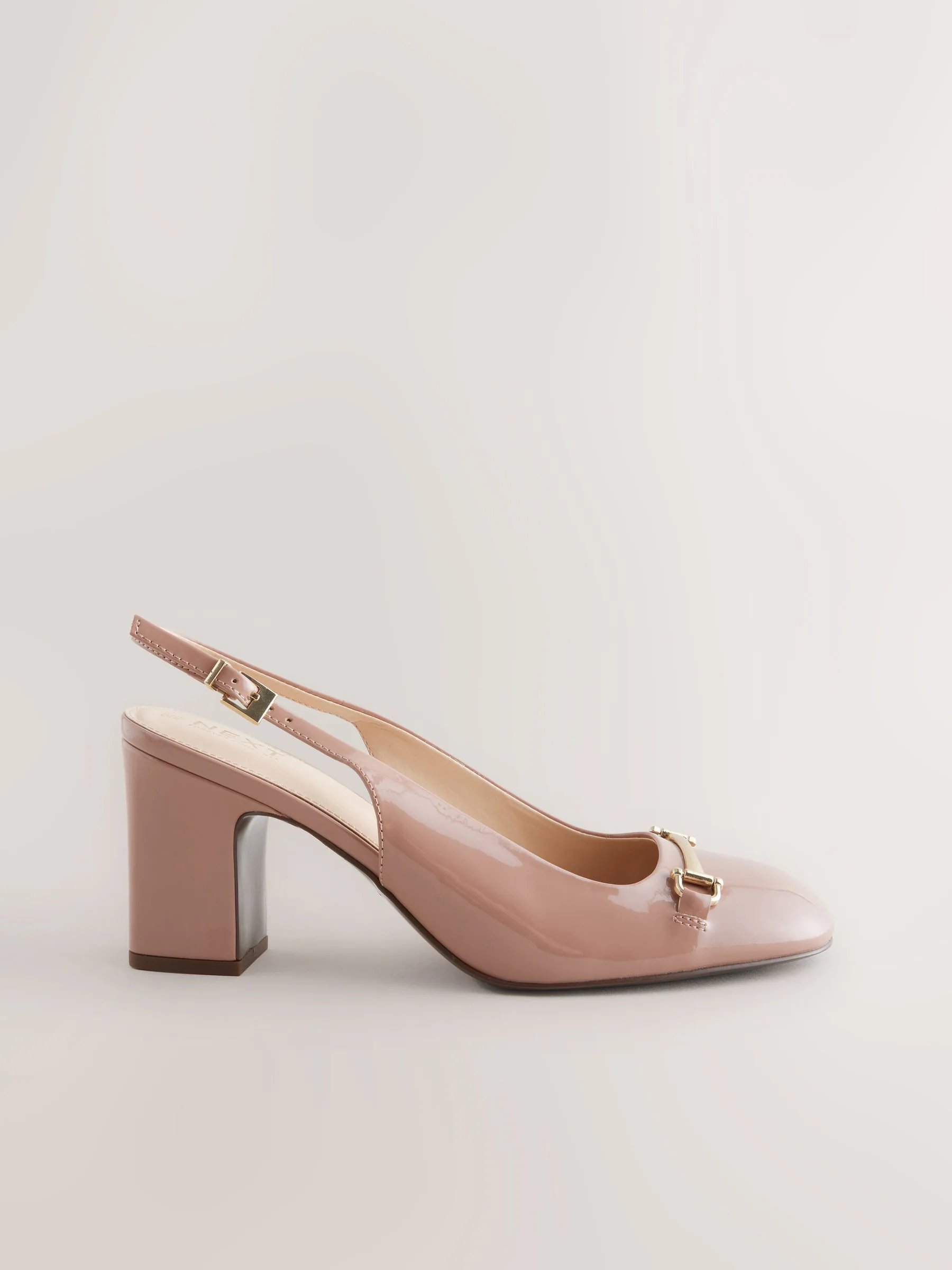 Nude-roze - Hardware Slingback Block Heels