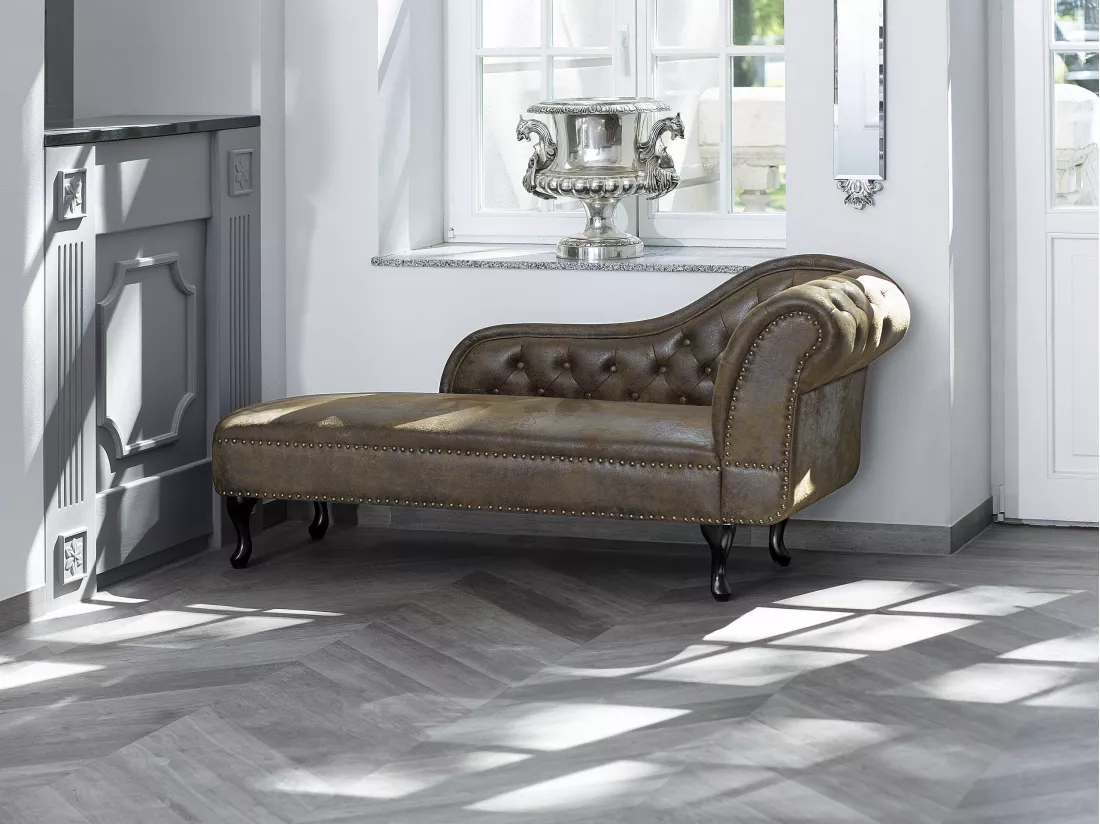 Méridienne Chesterfield marron côté droit NIMES