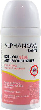 Alphanova Santé Roll-On Bébé Anti-Moustiques Répulsif Et Apaisant 30ml