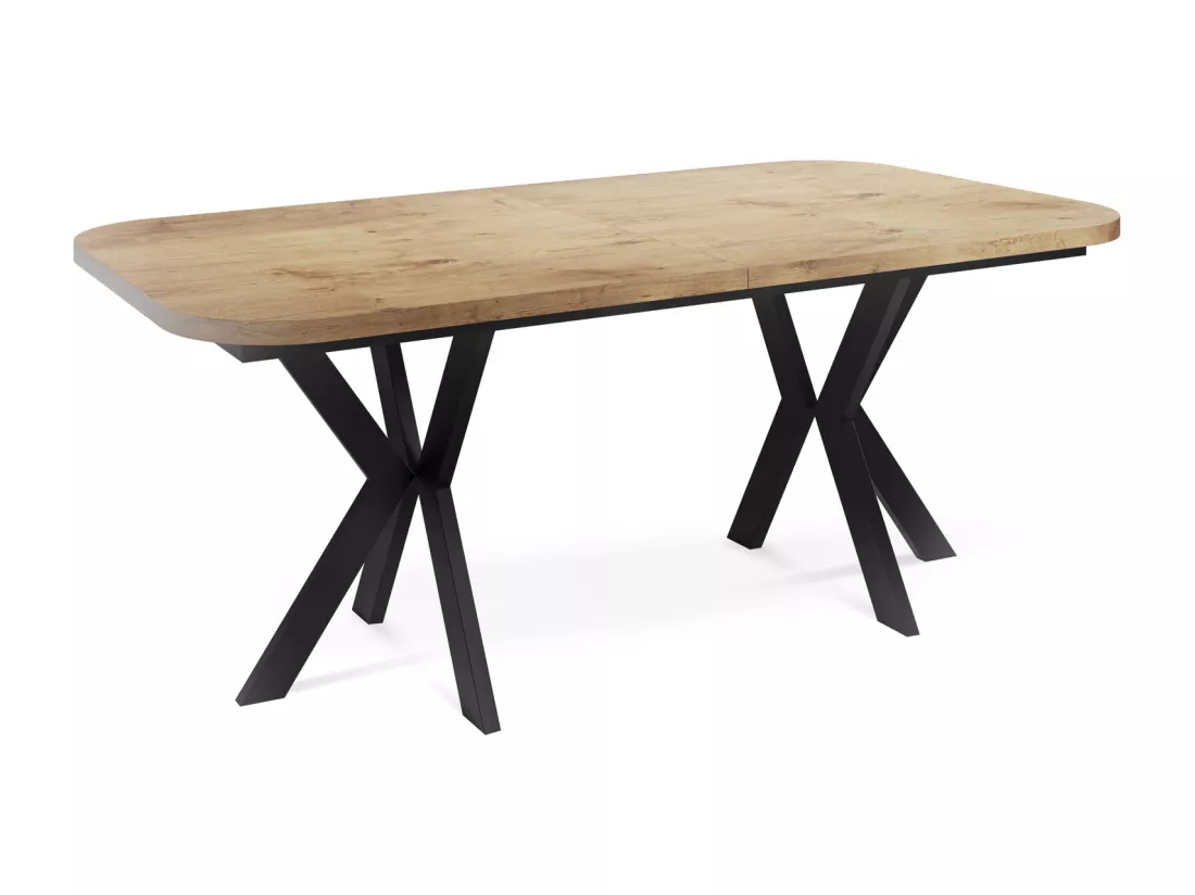 Table De Salle à Manger à Rallonges De Style Moderne - Table Rectangulaire Avec Pieds En Métal Noir - Table Industrielle Avec Coins Arrondis - Compacte - 200 X 100