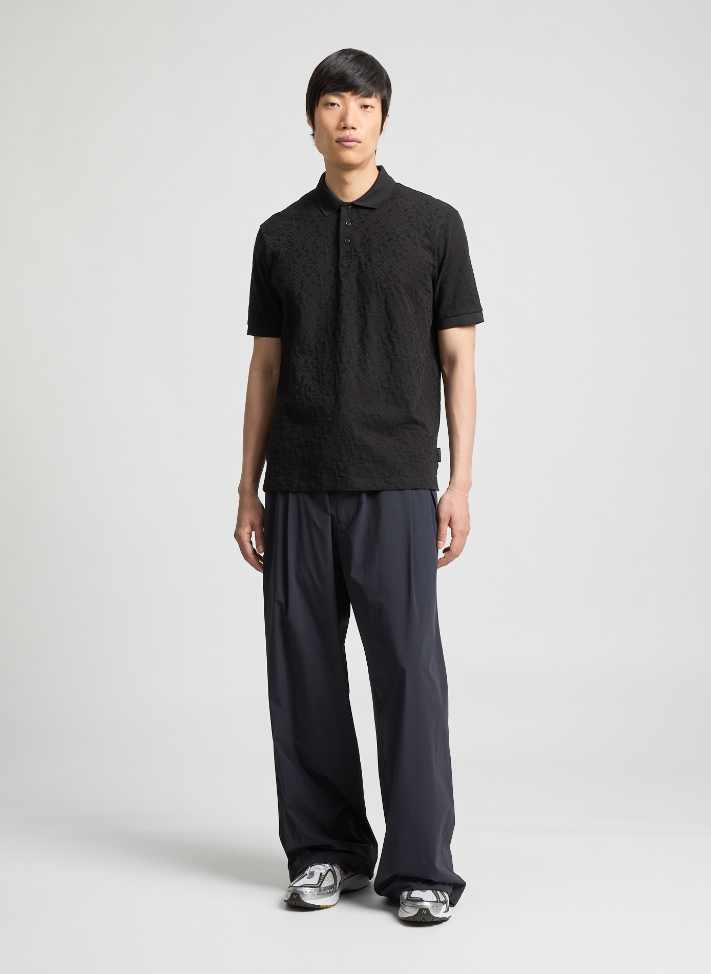 ARMANI EXCHANGE Polo manches courtes en coton - Noir