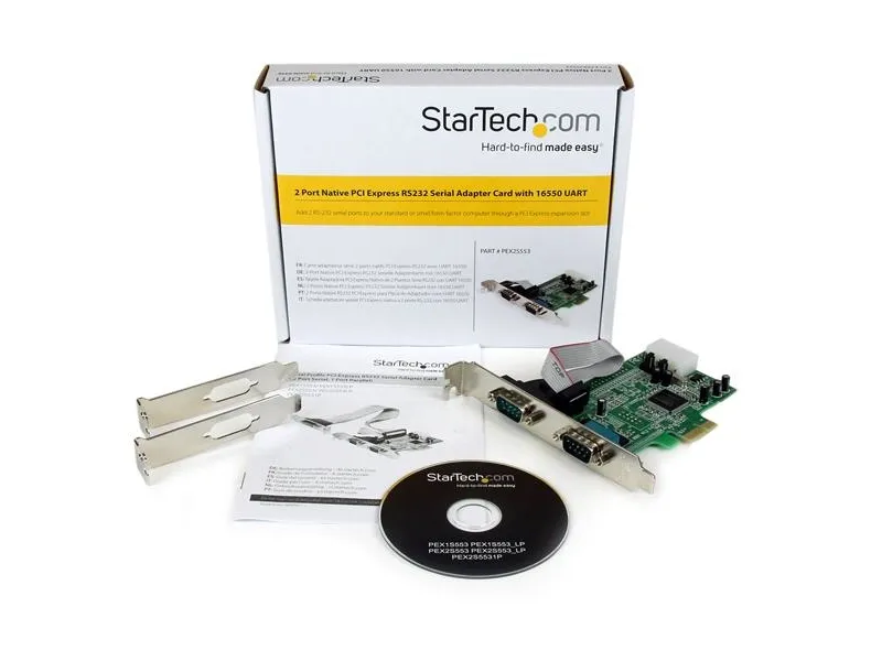 StarTech.com 2 Port Native PCI Express RS232 Serial Adapter Card with 16550 UART (PEX2S553) - Seriel adapter - PCIe lavprofil - RS-232 x 2 - for P/N: BNDTB10GI, BNDTB210GSFP, BNDTB310GNDP, BNDTB410GSFP, BNDTB4M2E1, BNDTBUSB3142