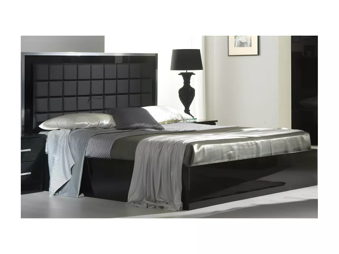 Chambre Complète 180x200 Laqué Noir Brillant - AREZZO