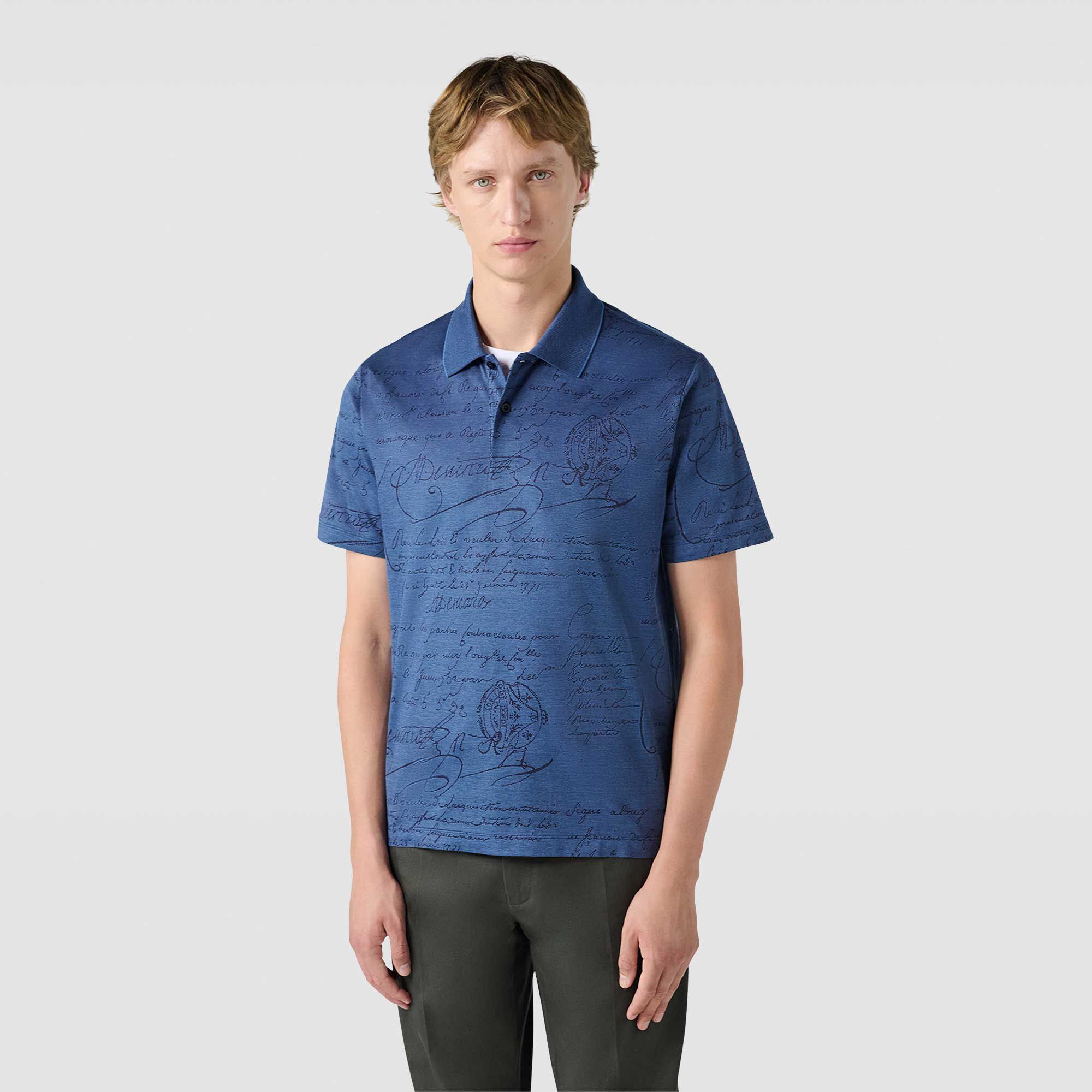 Polo Pique En Jacquard Scritto