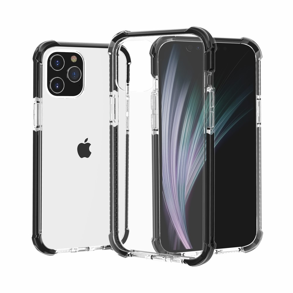 iPhone 12 / iPhone 12 Pro Hybrid Bumper Hülle mit Air Cushion Fallschutz - Schwarz / Transparent