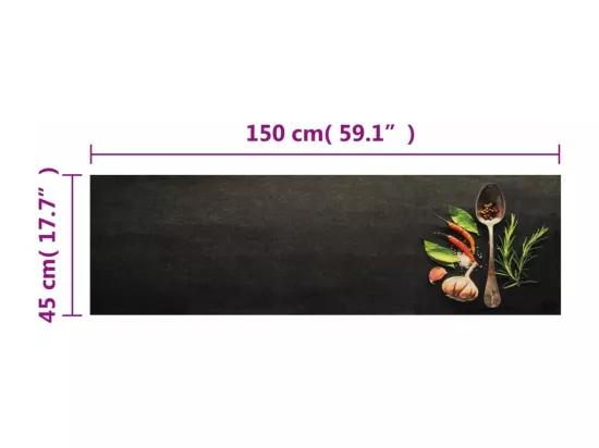 Tapis de cuisine lavable impression d'épices 45x150 cm velours