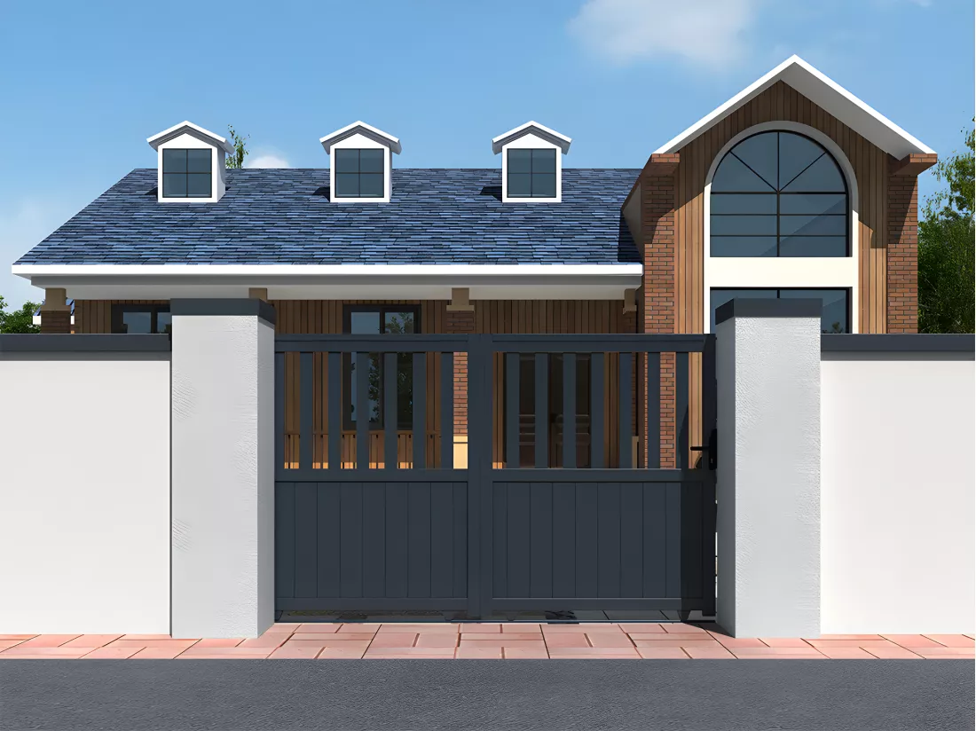 Portail électrique coulissant aluminium ajouré L343 x H149 cm anthracite TARNOS II