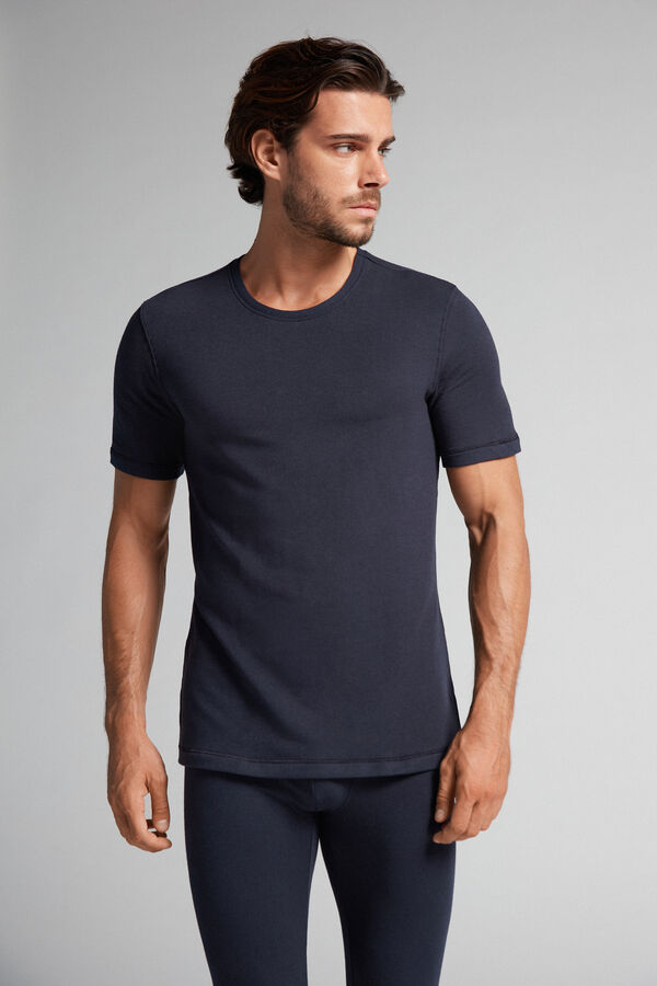 Camiseta de manga curta em modal e cashmere