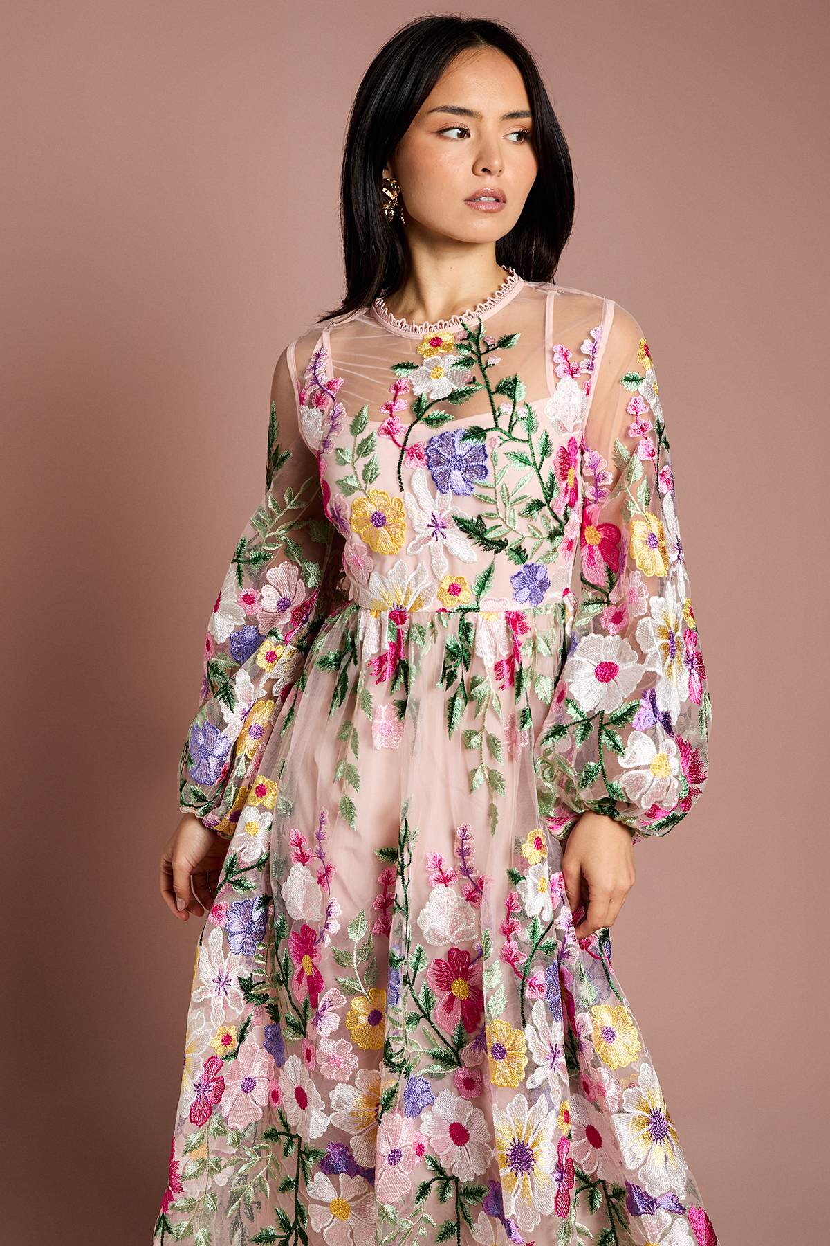 Coast Robe Maxi Brodée à Manches Longues Petite
