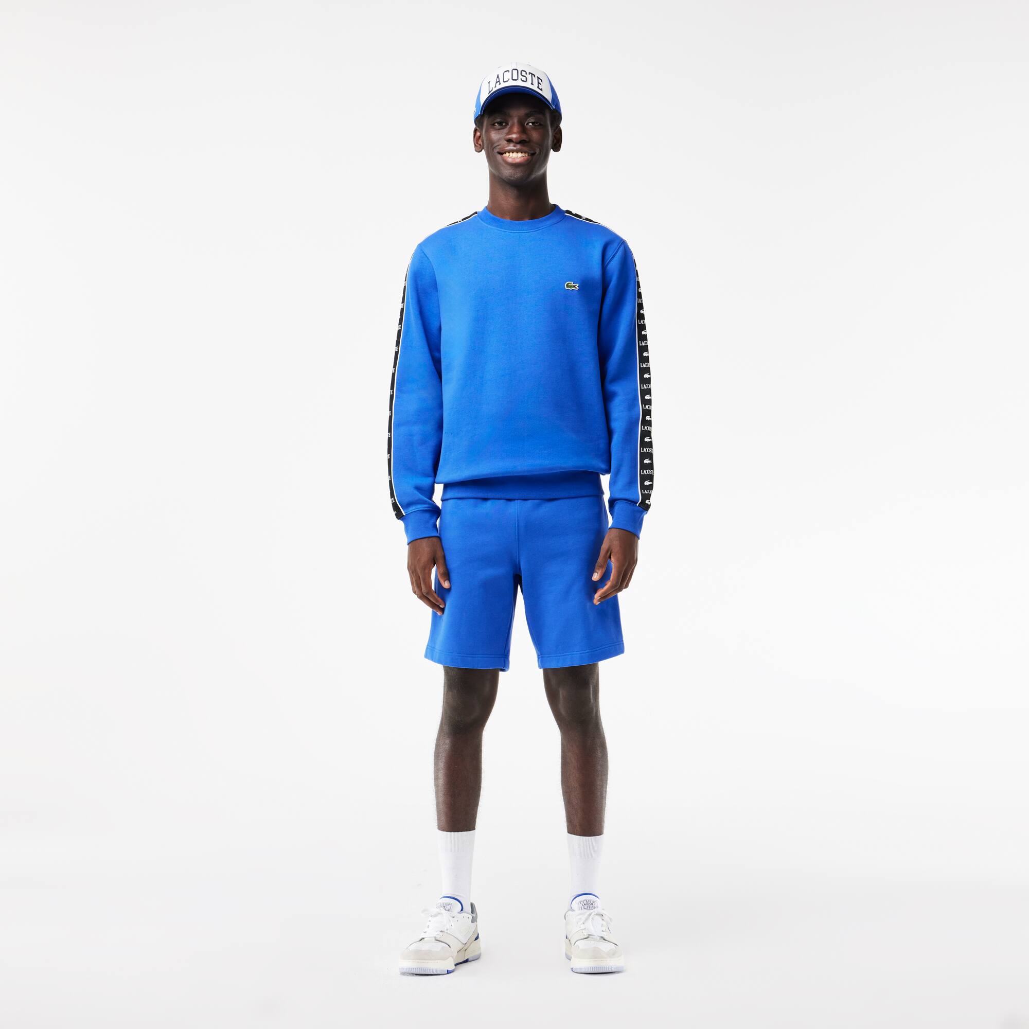 Short Jogger en molleton avec bande siglée Shorts - Bleu - Lacoste - Homme