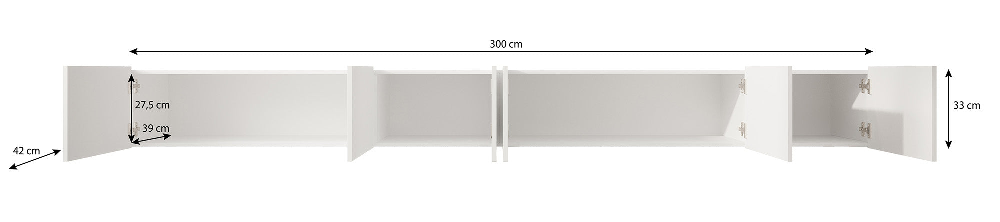 Pepinos - TV-Meubel - Wit - 300x42x33 cm