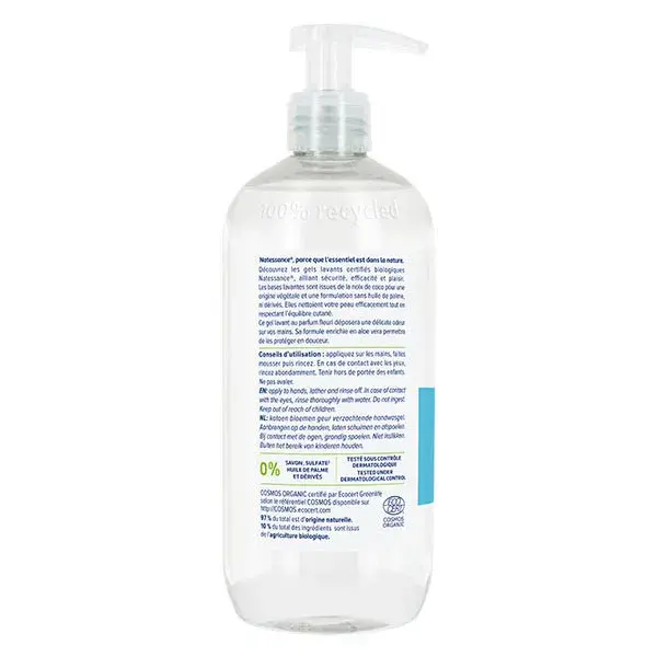 Gel de limpeza para mãos Natessance Cotton Flower 500ml