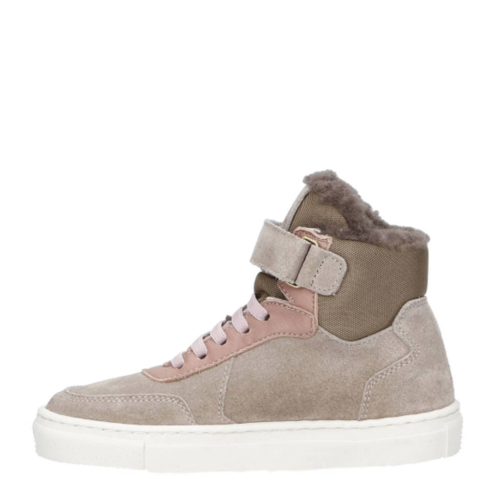 Clic! suède sneakers taupe/roze