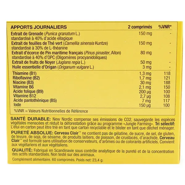 Novos comprimidos de Clear Brain da Nordic, 60 unidades