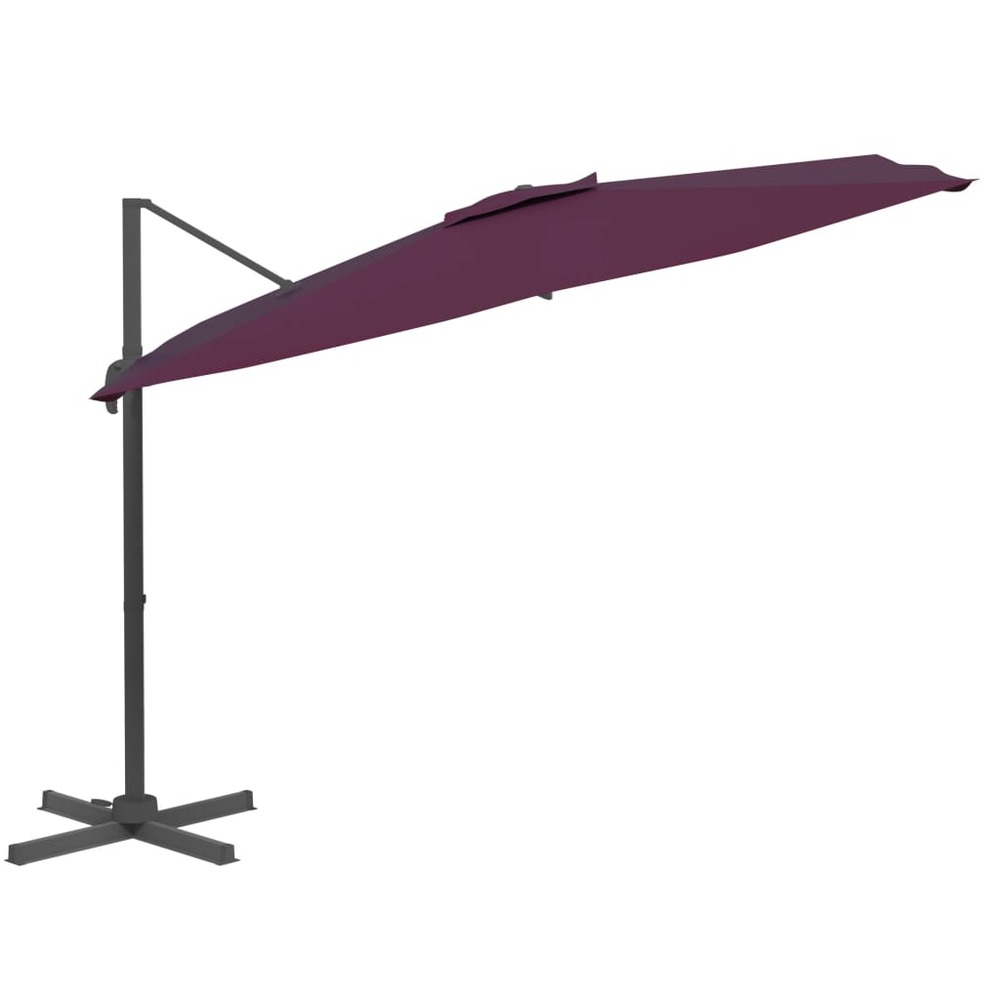Parasol meuble de jardin cantilever à led 400 x 300 cm rouge bordeaux