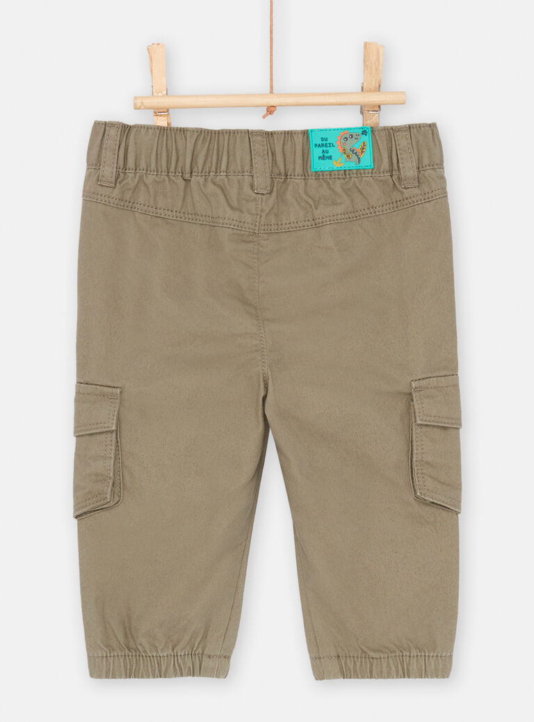 Pantalon en twill couleur vert militaire bébé garçon