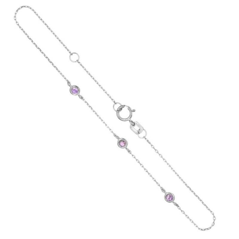 Bracelet Or Blanc et Améthystes