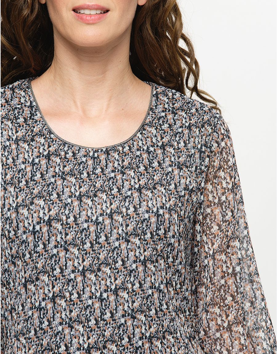 Robe plissée beige noir