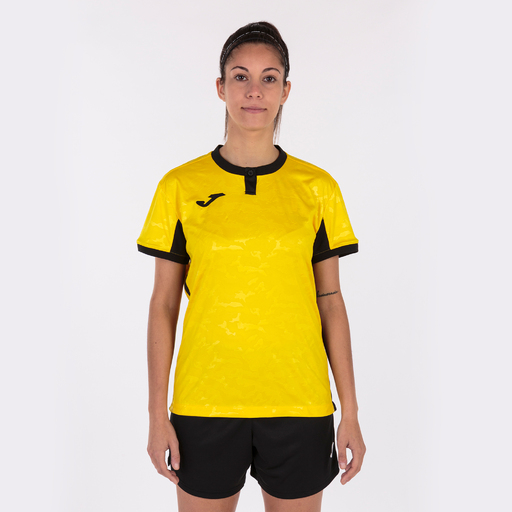Camiseta Joma Toletum II preta e amarela de manga curta