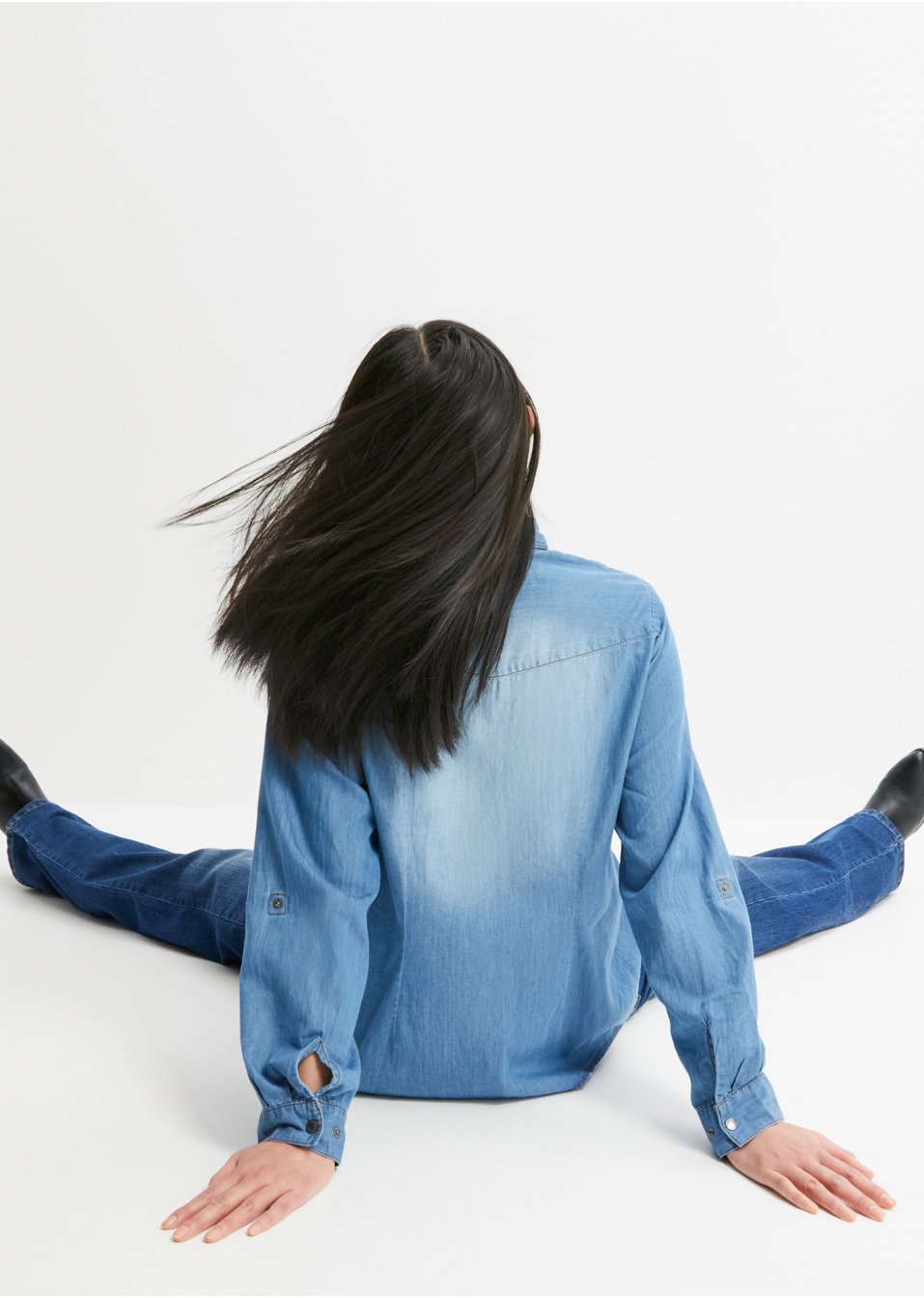 Chemise en jean avec boutons-pression, manches longues
