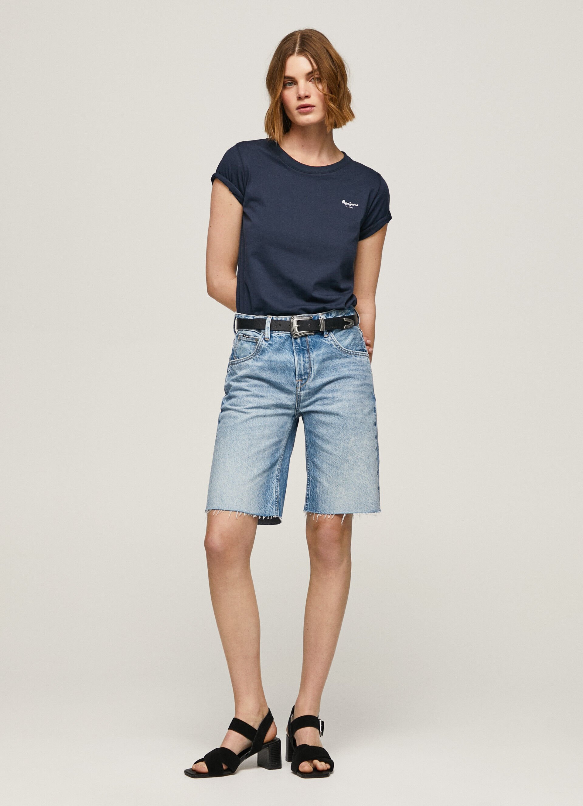 Bermuda jeans de corte relaxado - jeans