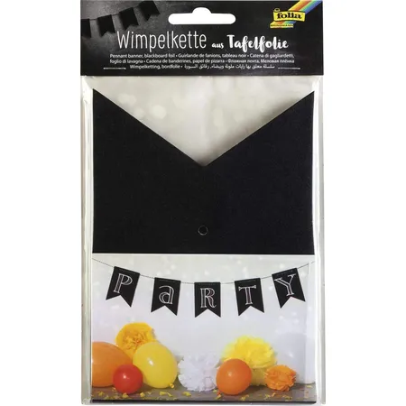 Folia Wimpelkette aus Tafelfolie, 14 Wimpel, ca. 3,5 m lang, für Hochzeiten, Geburtstage, Partys