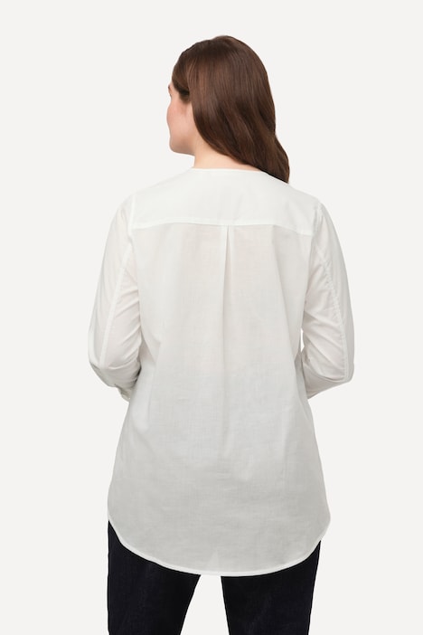 Bluse, A-Linie, V-Ausschnitt, Langarm, Biobaumwolle