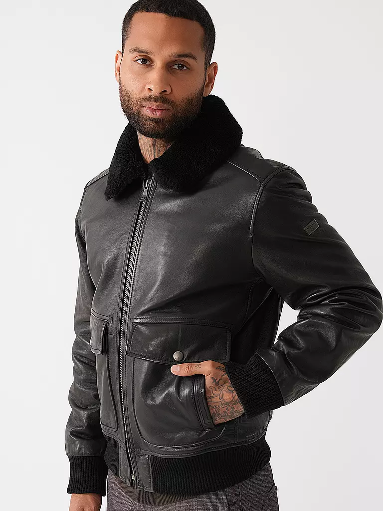 JOOP Lederjacke AVIATOR AVIA schwarz