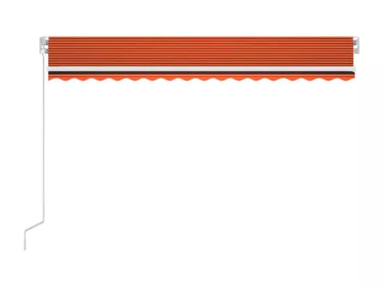 Auvent manuel rétractable avec LED 450x300 cm Orange et marron