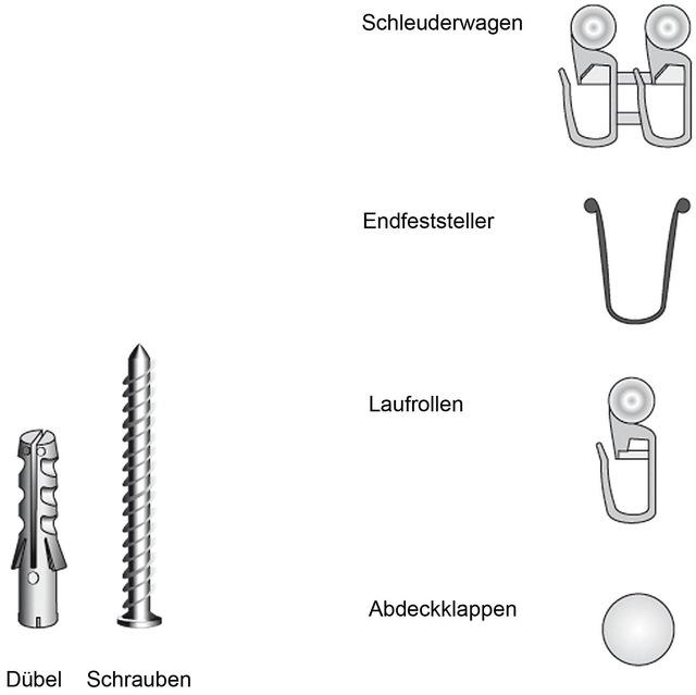 Liedeco Sichtschutzbefestigungen Zubehör-Set »für 1-läufige Gardinenschienen«