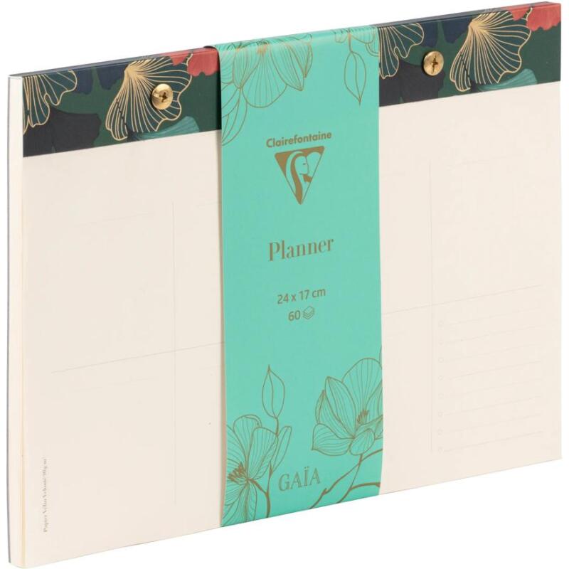 Gaïa bleu, bloc planner à rivets 24 x 17 cm 60 feuillets imprimés détachables