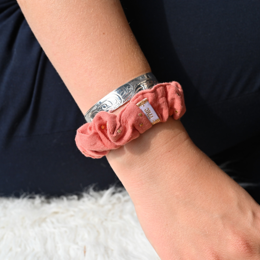 Petit Chouchou Gaze Pois Or Rose Blush