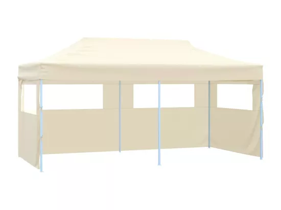 Tente de réception pliable avec 4 parois 3x6 m Acier Crème