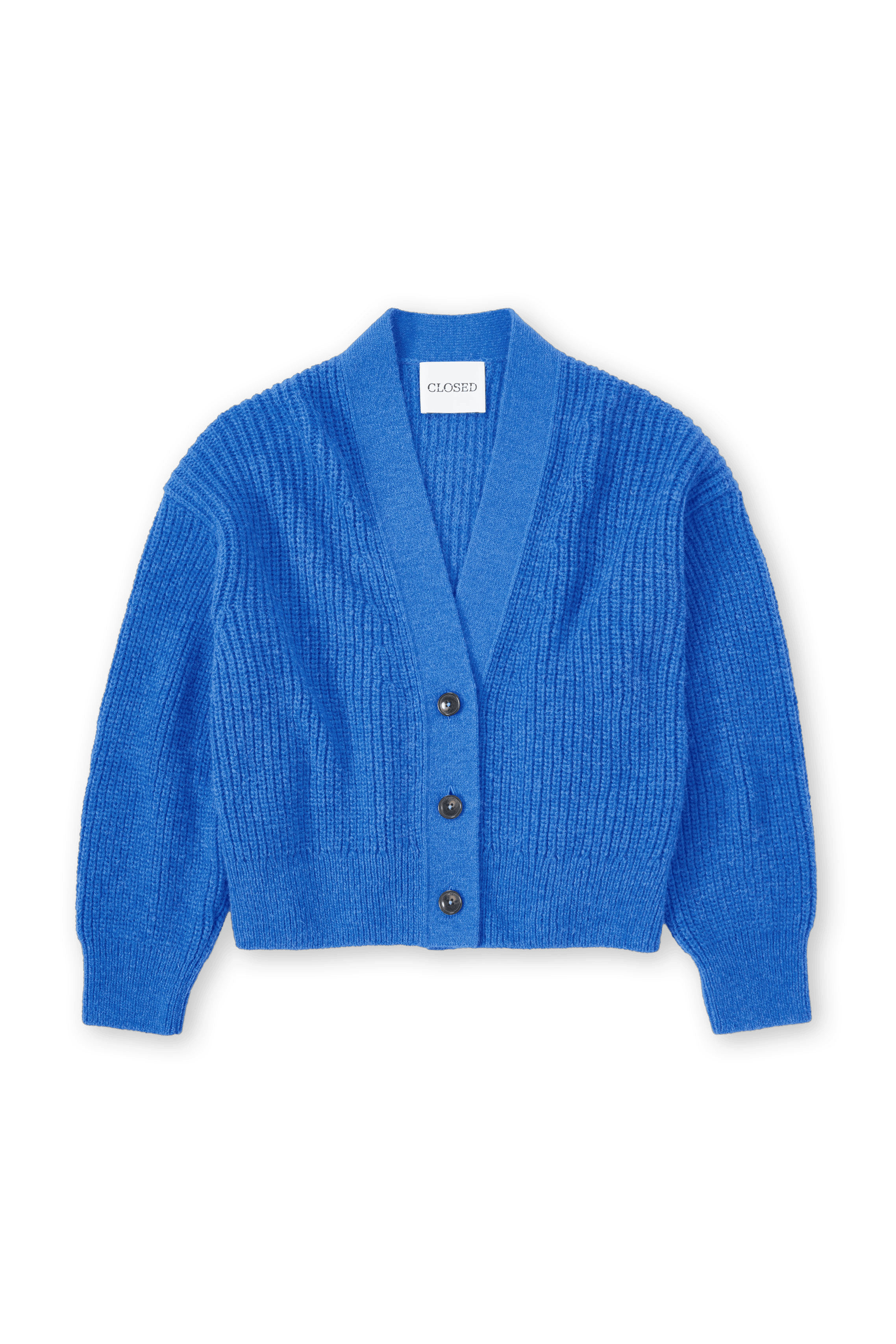 BOXY - Gilet col V droit en laine mélangée | Bleu