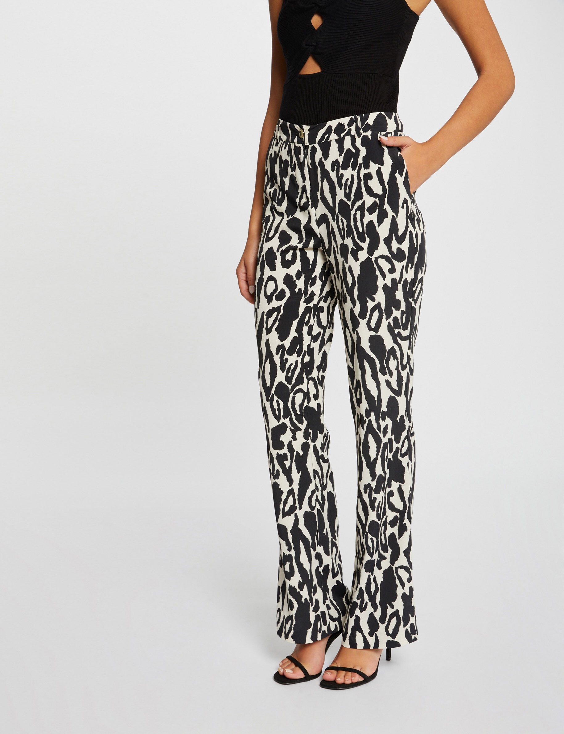 Pantalon droit imprimé animalier multico femme - multico