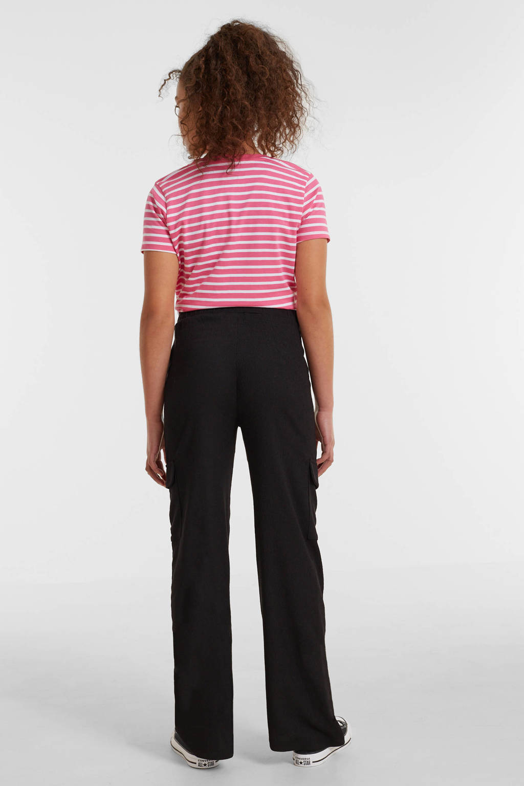 anytime crinkle cargo broek zwart